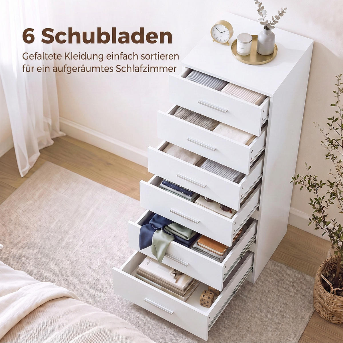 KOMODA MDF bílá - bílá/stříbrná, kov/kompozitní dřevo (40/110/40cm) - HOMCOM
