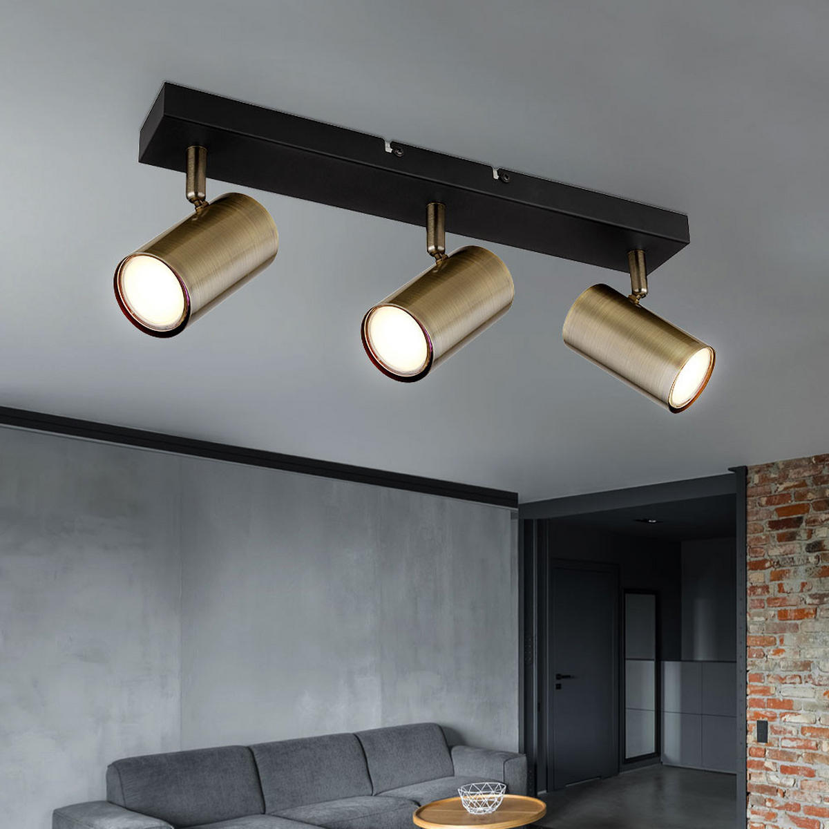 DECKENLEUCHTE Messing schwenkbar 3 flammig - Messingfarben, Metall (41/6/12cm) - Globo Lighting