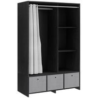 STOFFSCHRANK DE-17181 Schwarz - Schwarz, Holzwerkstoff (48/160/105cm) - ComfortXL