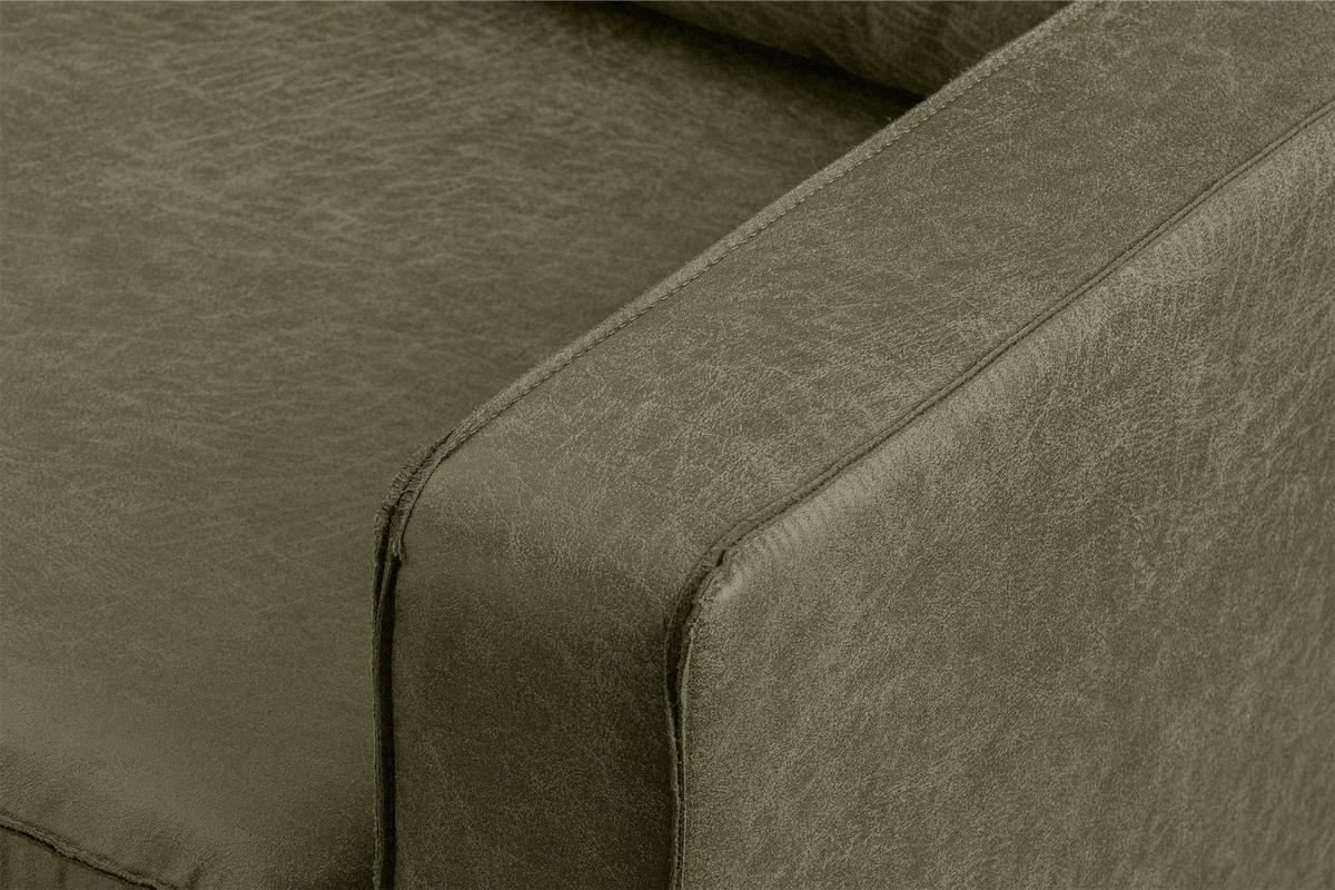 1,5-SITZER-SESSEL INVIA mit Armlehnen vintage, Lederoptik-Stoff, Grün - Schwarz/Grün, Textil (116/87/98cm) - KONSIMO®