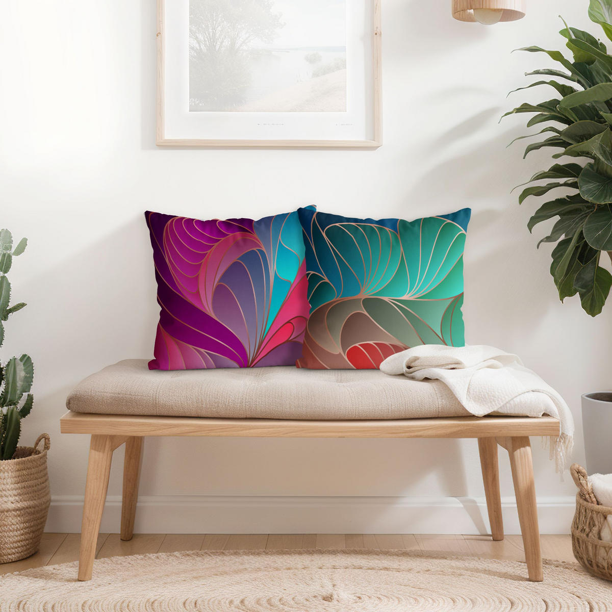 DEKOKISSEN 2er-Set Farbenfrohes Art Deco Duo 50/50 cm - Multicolor, Textil (50/50cm) - Bilderwelten