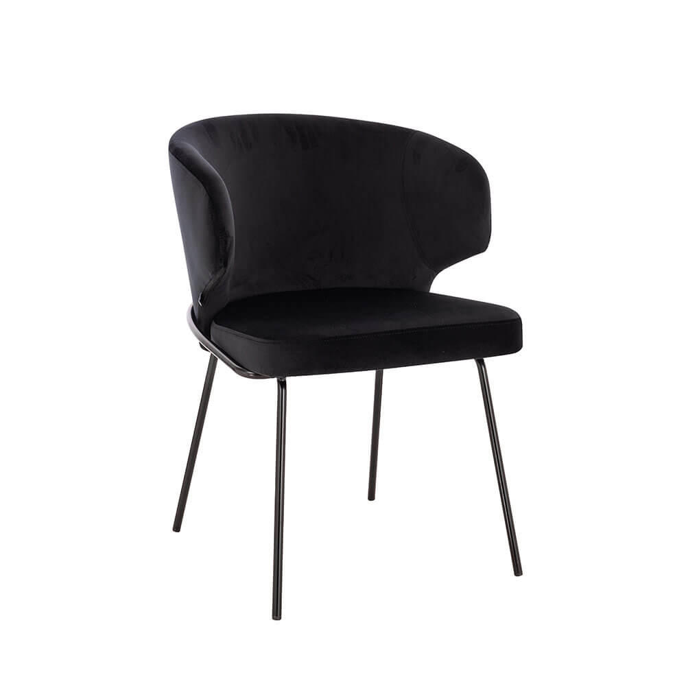 ESSZIMMERSTUHL AMARA Samt - 1er Set Schwarz - Schwarz, Kunststoff (55/79/59cm) - Home Deluxe