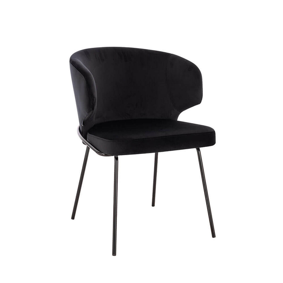 ESSZIMMERSTUHL AMARA - 4, Samt Schwarz - Schwarz, Kunststoff (55/79/59cm) - Home Deluxe