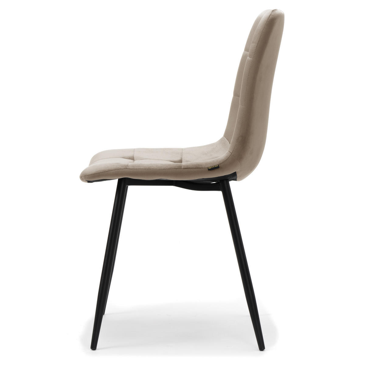 STUHL PARMA gepolsterter mit Steppung - dunkelbeige - Samt Velour - Beige/Schwarz, Textil/Metall (44/89/45cm) - NEW HOME