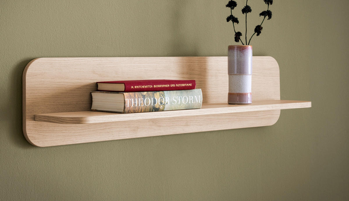 WANDBOARD Eiche natur 90 cm, Wandregal skandinavisch - Eichefarben, Holzwerkstoff/Metall (90/22/19cm) - Furn.Design