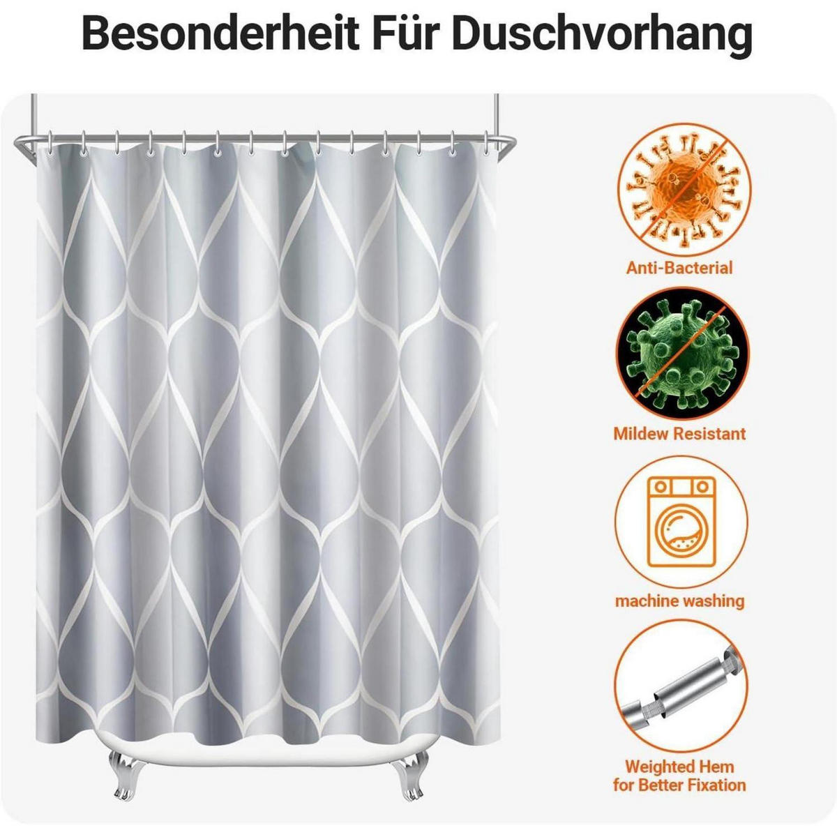 DUSCHVORHANG Water Droplets 240 x 200 cm Polyester Wasserabweisend Waschbar - Multicolor, Textil (240/200cm)