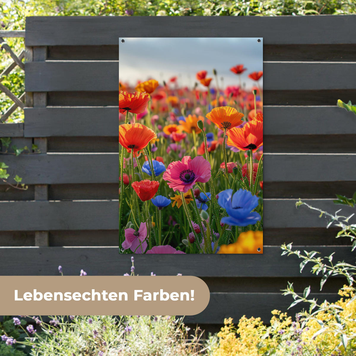 ZAHRADNÍ PLAKÁT Květiny - Mák - Barevné - Příroda 80x120 cm - tmavě oranžová, plast (80/120/0.2cm) - OnlyWow