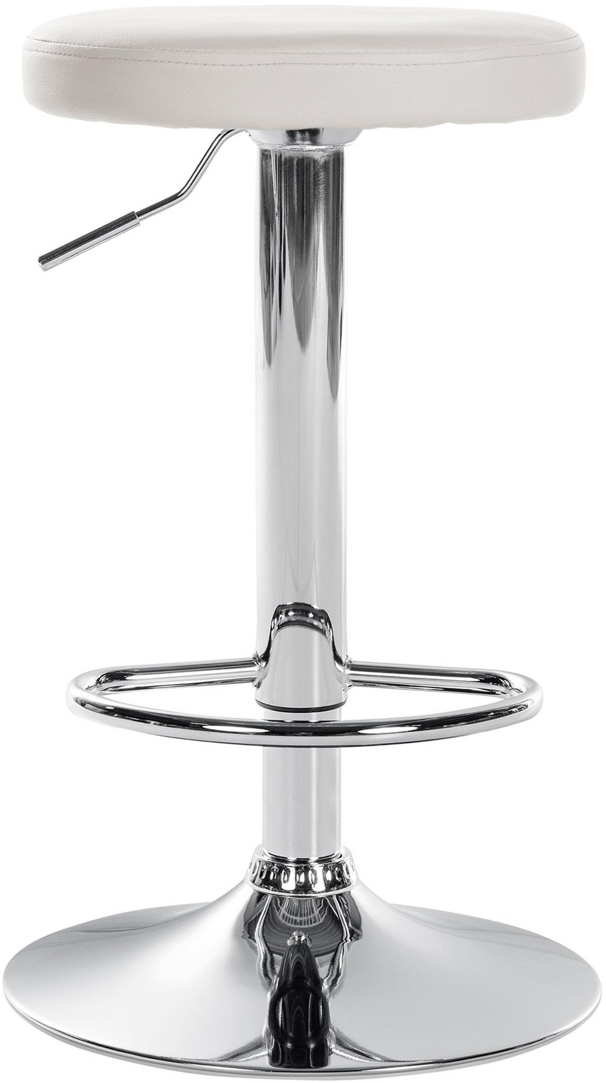 BARHOCKER Pontius Kunstleder chrom weiß - Chromfarben/Weiß, Kunststoff/Metall (38.5/81/38.5cm) - TPFLiving