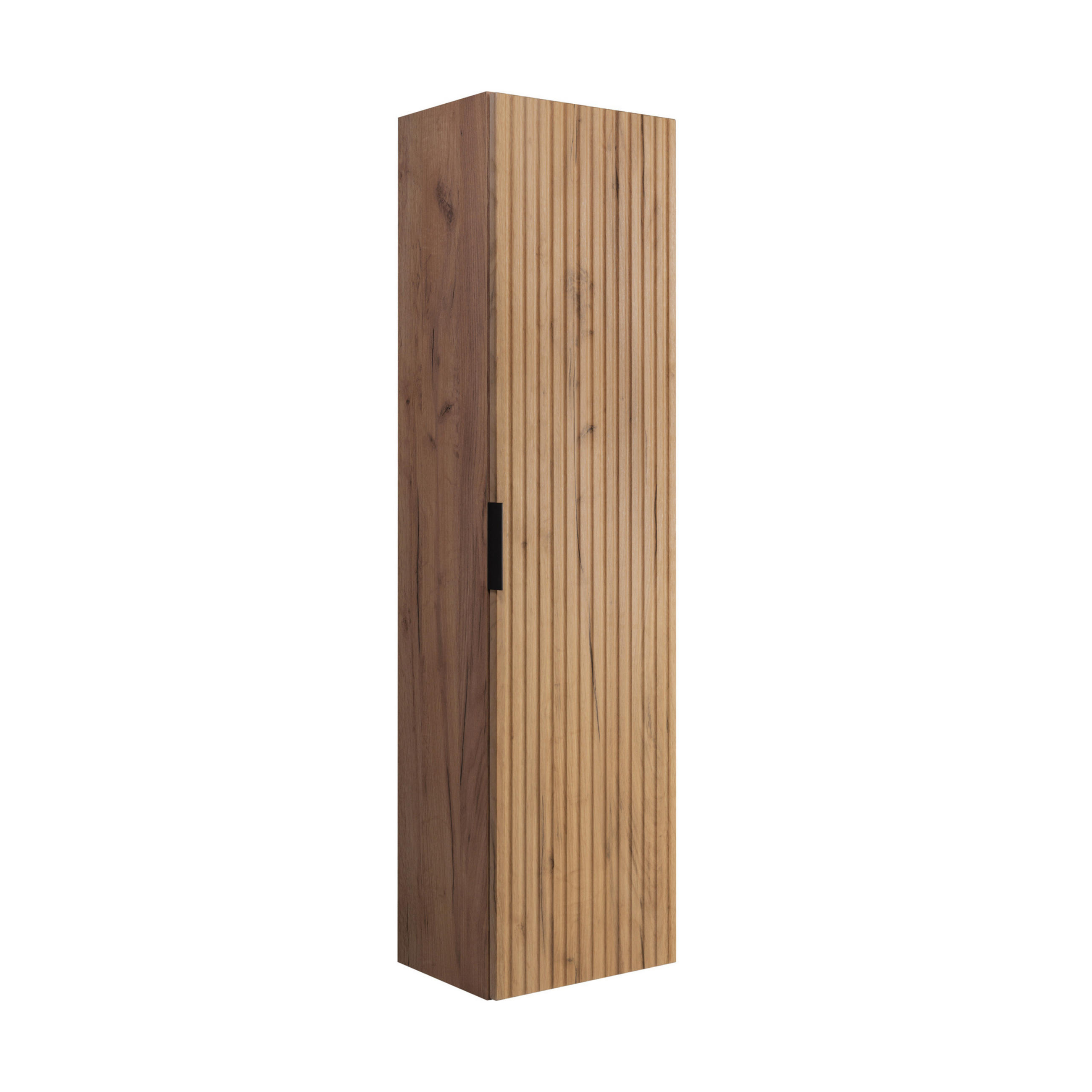 BADEZIMMERSCHRANK, Gold Craft Eiche, 35 x 136 x 27 cm, Schwarze Griffe - Eichefarben/Schwarz, Holzwerkstoff/Kunststoff (35/136/27cm) - 3XE LIVING