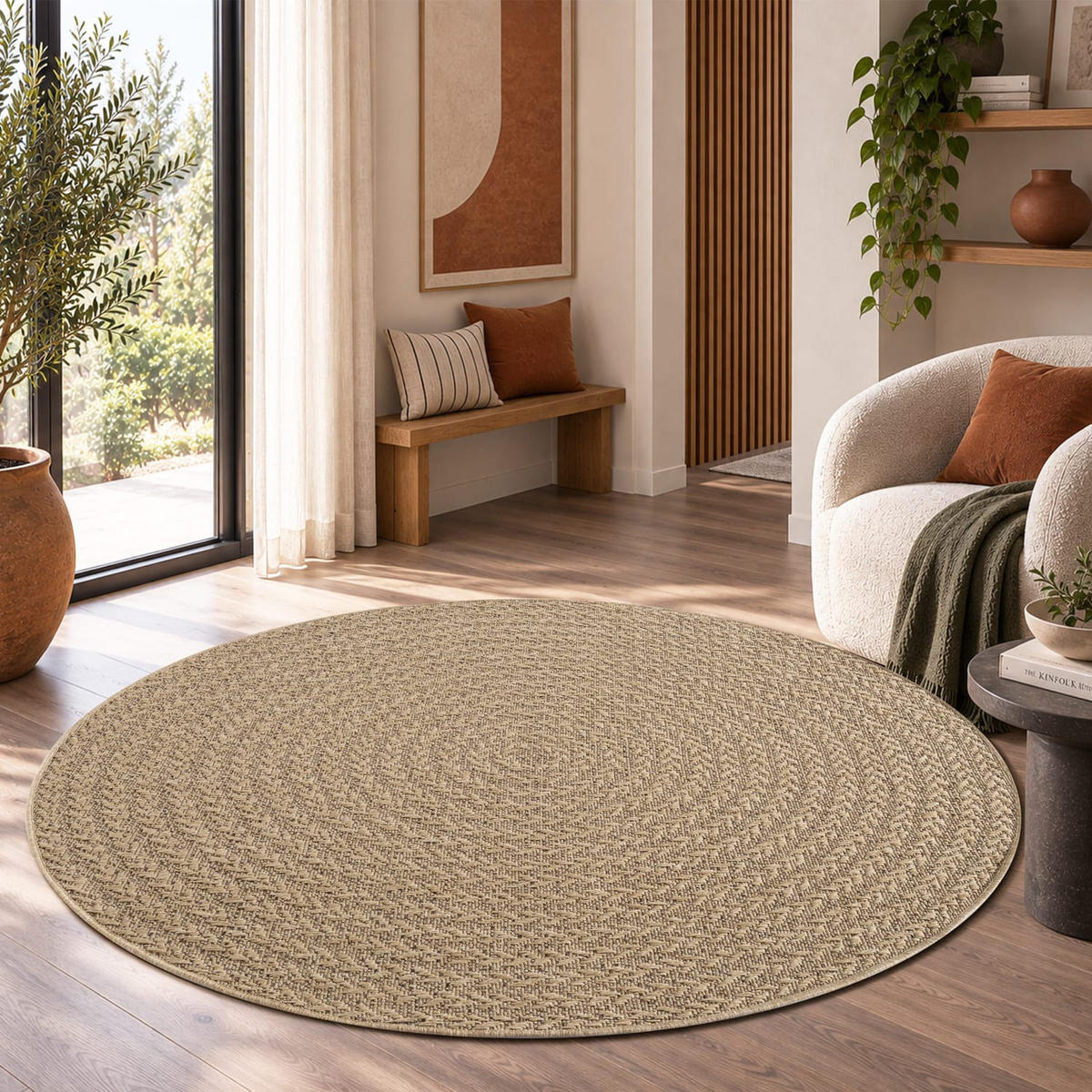 OUTDOORTEPPICH 160/160 cm Waregem 627 - Beige, Kunststoff (160/160cm) - Paco Home