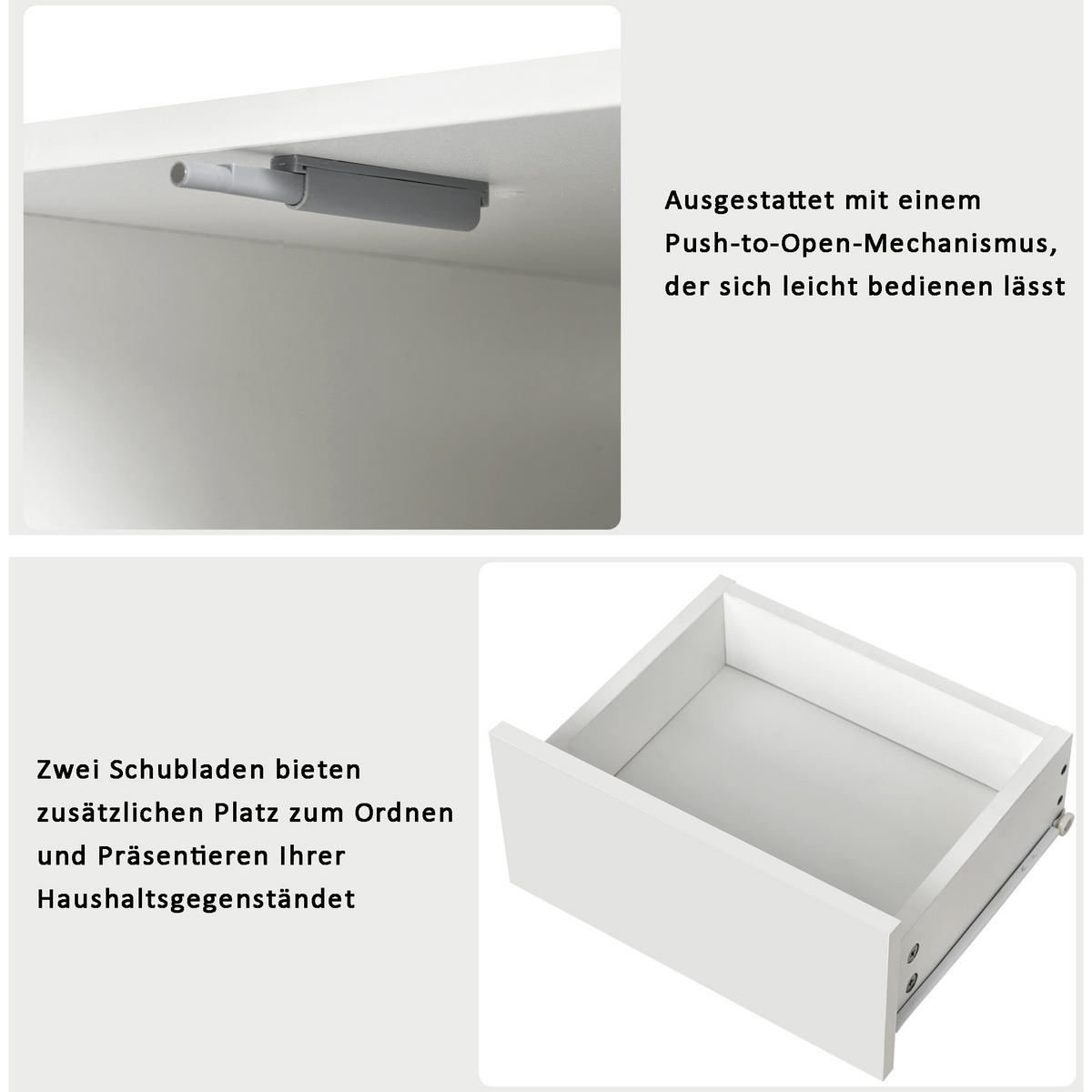 COUCHTISCH 100/60 cm mit 2 Schubladen in Weiß hochglänzend mit LED-Beleuchtung - Weiß, Holzwerkstoff (100/60/36cm) - OKWISH