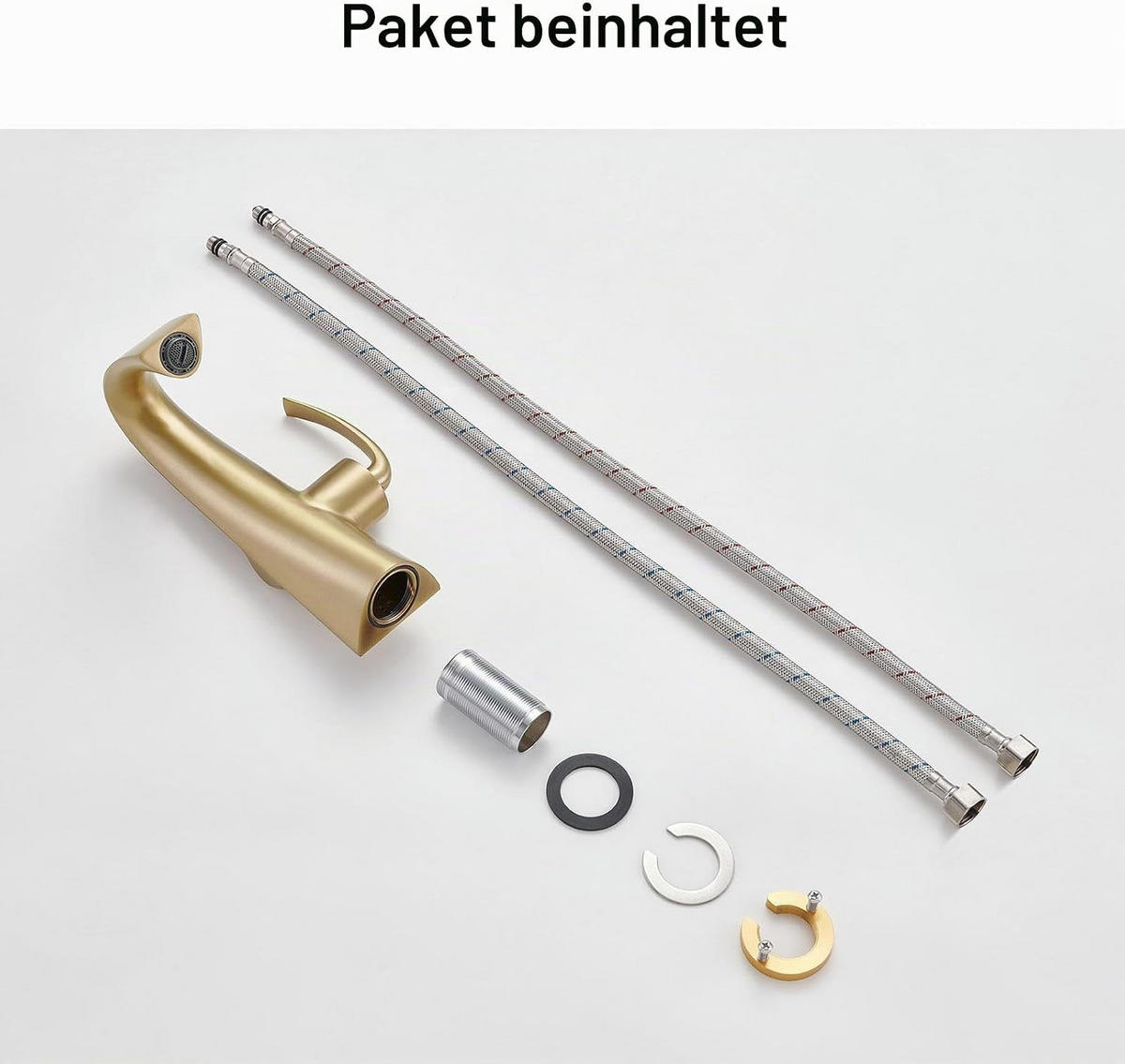 BADEZIMMERARMATUR. 217*106mm, gold. - Silberfarben, Metall (27/13.5/18cm) - Vallsero