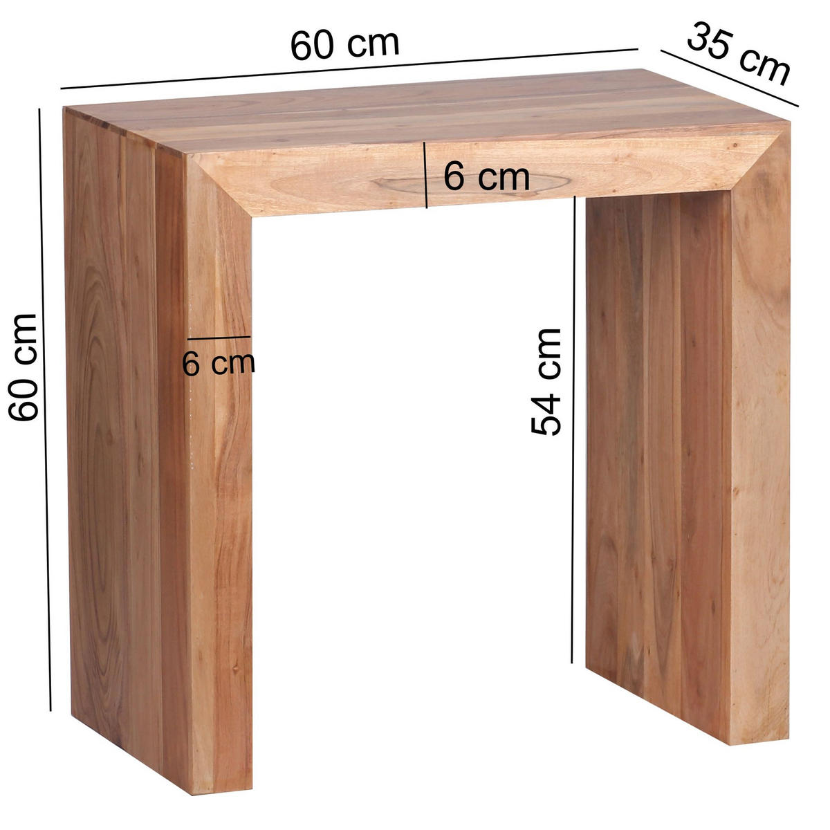 BEISTELLTISCH Massivholz Handgefertigt Zeitlos NAKO, Beige 60x35x60 cm - Beige, Holz (35/60/60cm) - KADIMA DESIGN