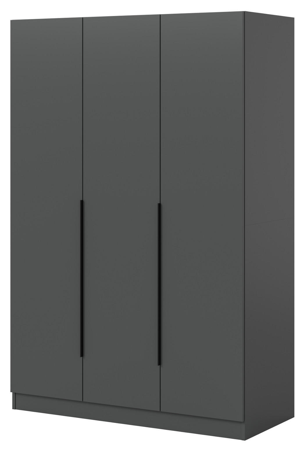 KLEIDERSCHRANK grau 3-türig 120 x 181 cm, Drehtürenschrank mit Kleiderstange - Schwarz/Grau, Holzwerkstoff/Kunststoff (120/181/52cm) - Inn.Furn