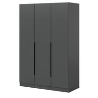 KLEIDERSCHRANK grau 3-türig 120 x 181 cm, Drehtürenschrank mit Kleiderstange - Schwarz/Grau, Holzwerkstoff/Kunststoff (120/181/52cm) - Inn.Furn