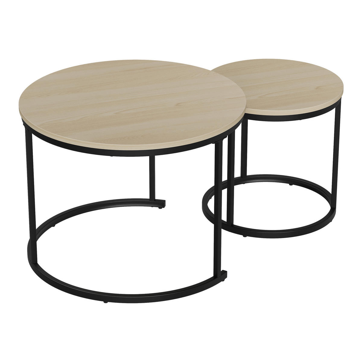 COUCHTISCH-SET Eichefarben 2er-Set 60/60/45 cm - Eichefarben, Metall (60/60/45cm) - PANGIVO
