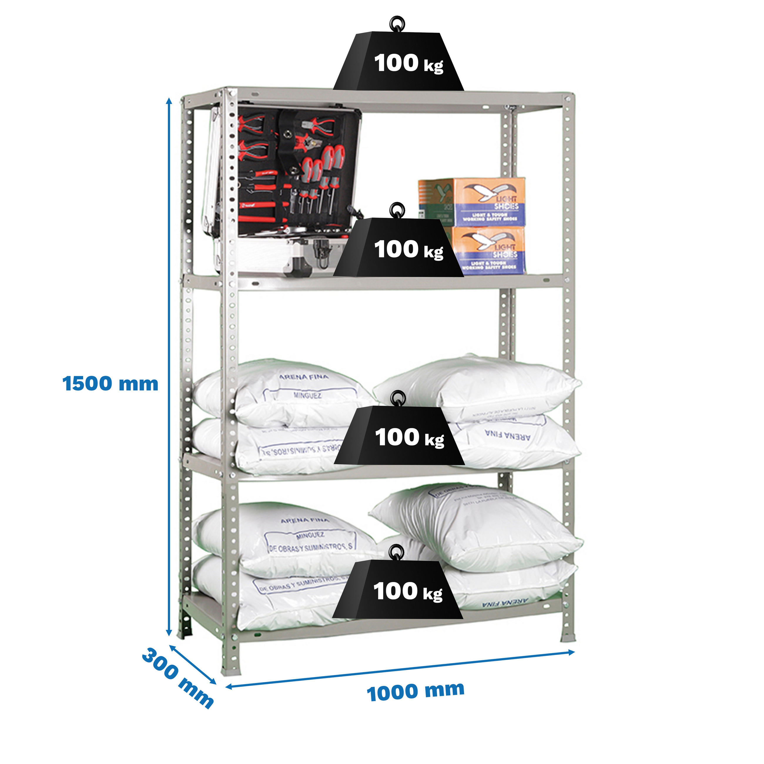 SCHRAUBREGAL PANDA MID | HxBxT 150x100x30cm | Fachlast 100kg | Grau - Grau, Metall (100/150/30cm) - PROREGAL