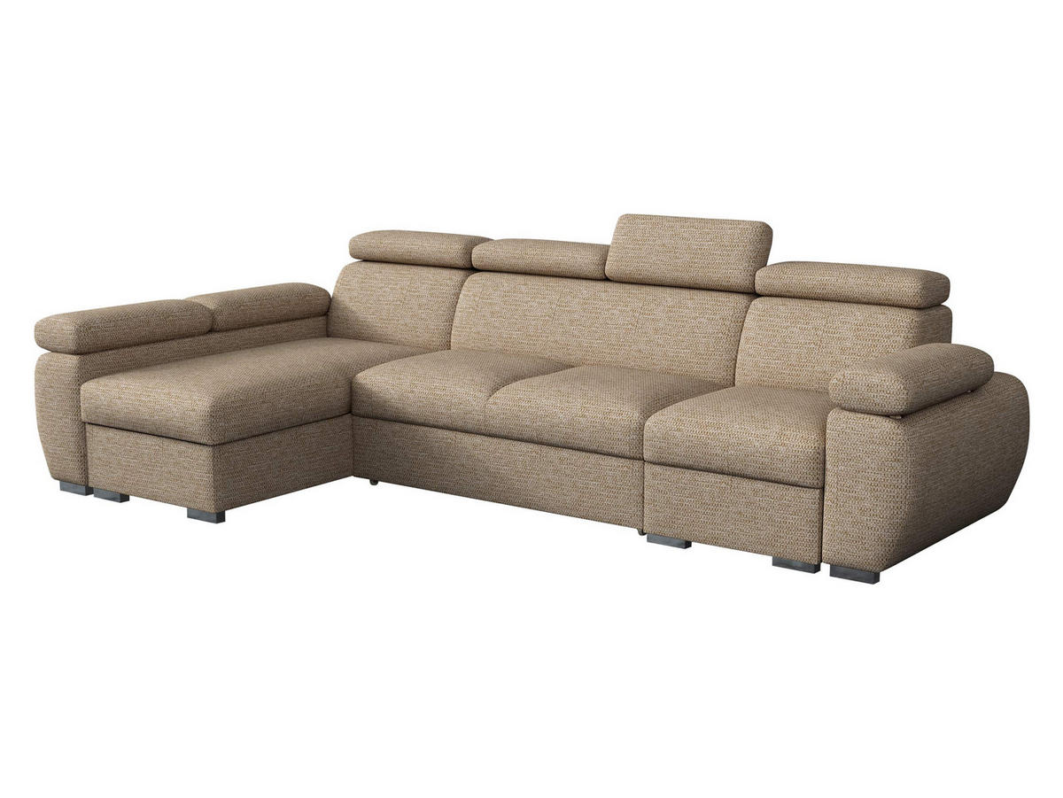 ECKSOFA Boston LCP, Seite: Links LCP+2R+1P(65) - Hellbraun/Silberfarben, Holz/Textil (320/170cm) - MIRJAN24