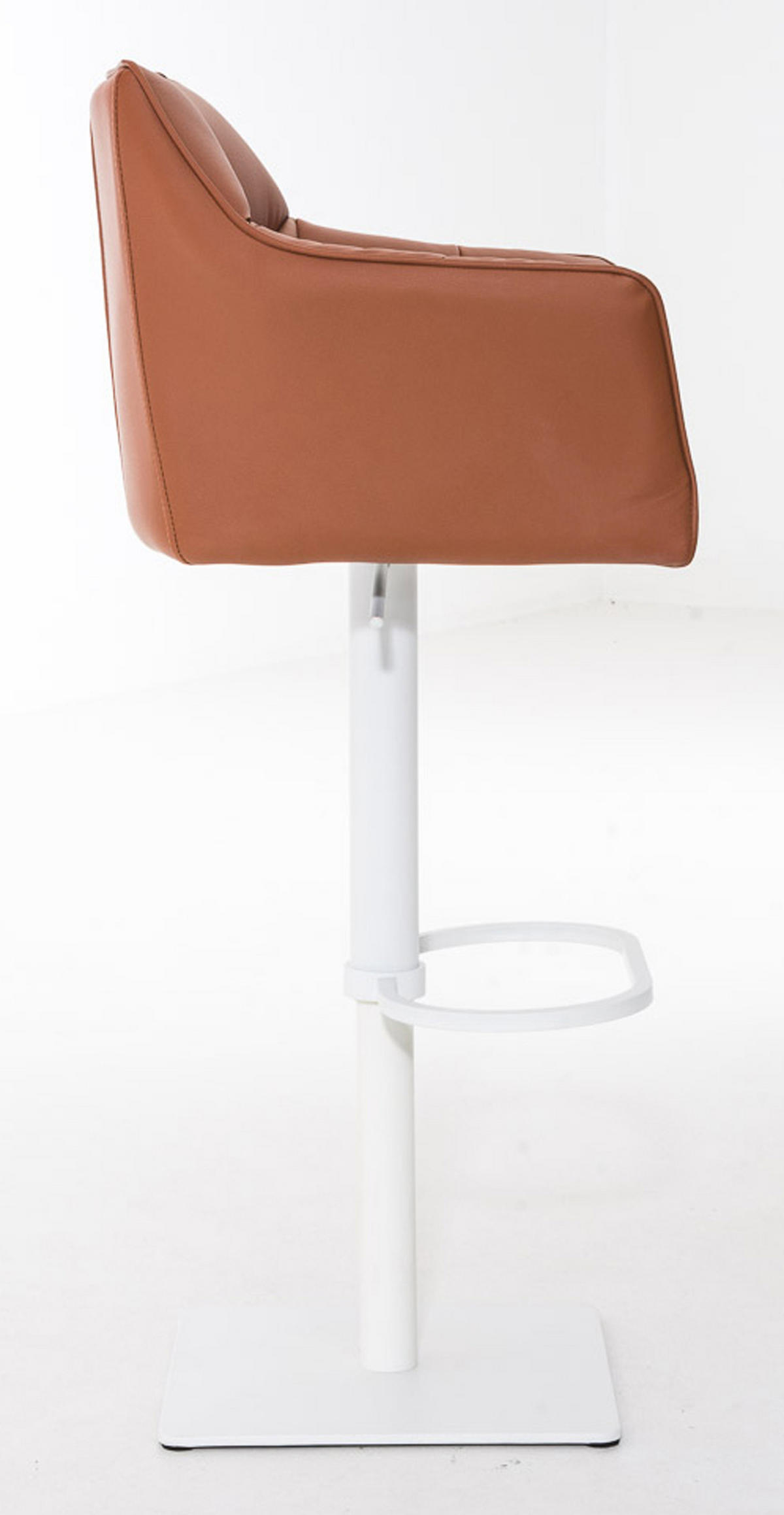 BARHOCKER 2er Set Damaskus Kunstleder weiß hellbraun - Braun/Weiß, Textil/Metall (64/110/48cm) - TPFLiving