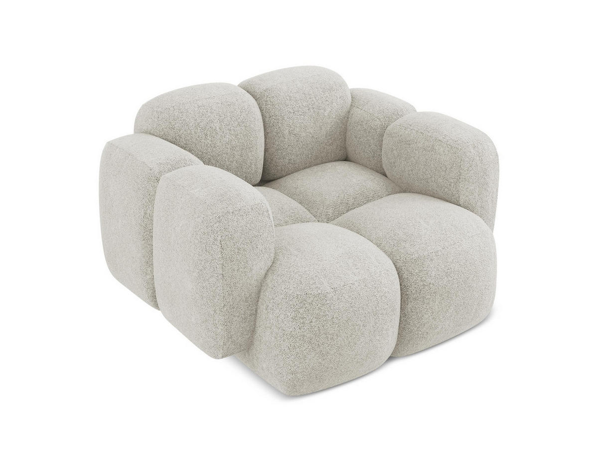 SESSEL Chenille Stoff Beige - Hellbraun/Schwarz, Holzwerkstoff/Kunststoff (120/72/115cm) - Makamii