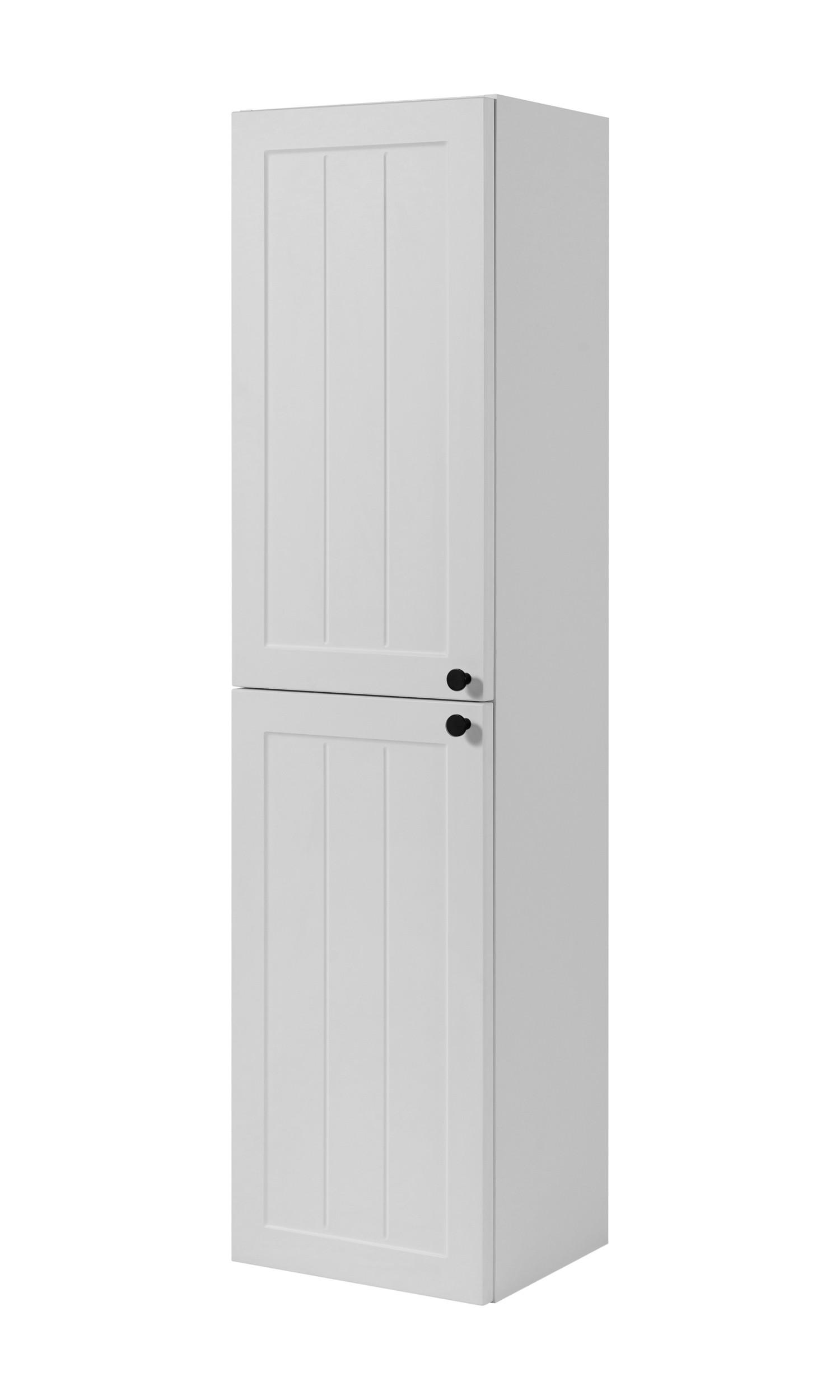 BADEZIMMERSCHRANK, weiß, 35 x 136 x 27 cm, schwarzer Griff - Schwarz/Weiß, Holzwerkstoff/Metall (35/136/27cm) - 3XE LIVING