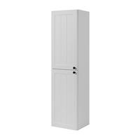 BADEZIMMERSCHRANK, weiß, 35 x 136 x 27 cm, schwarzer Griff - Schwarz/Weiß, Holzwerkstoff/Metall (35/136/27cm) - 3XE LIVING