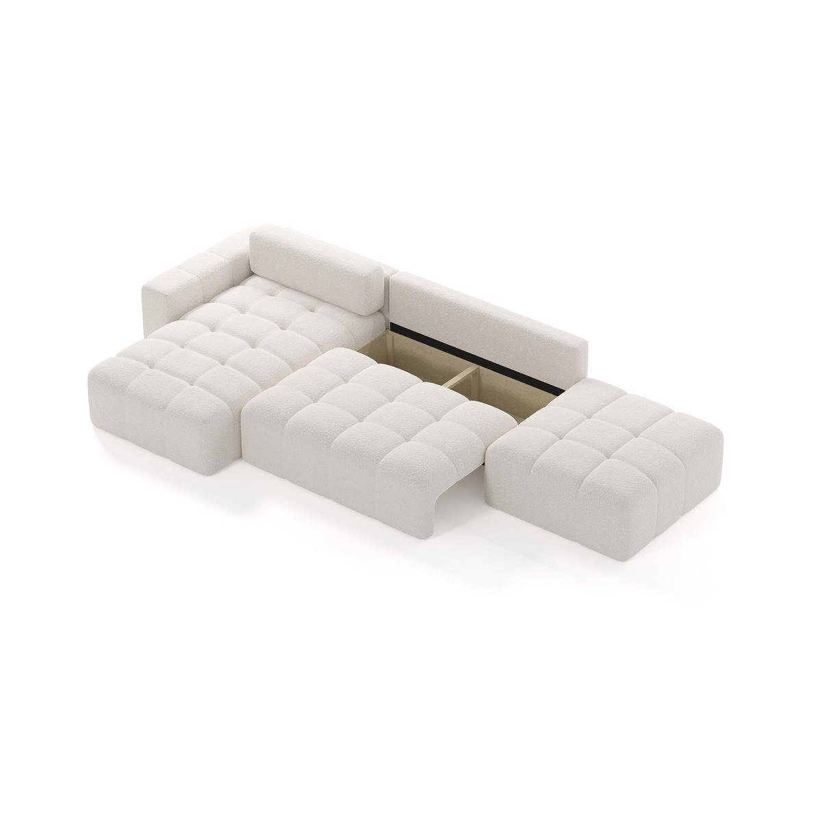 ECKSOFA RIFU LA mit Schlaffunktion, Weiß - Weiß, Textil (363/185cm) - Fedve