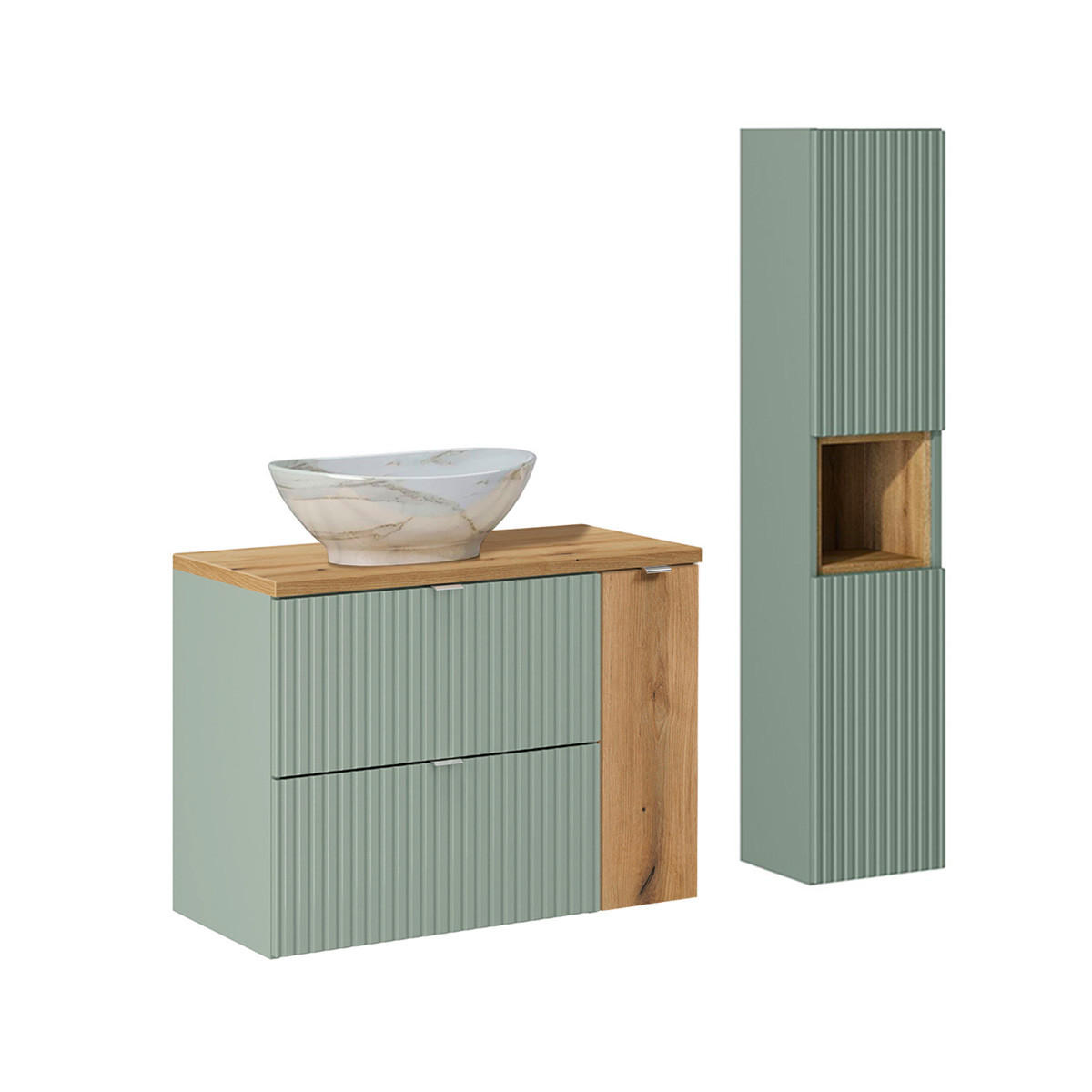 BADMÖBEL 80.4cm Jade 2er-Set Grün - Grün, Holzwerkstoff (80.4/59.5/40cm) - Petits-meubles