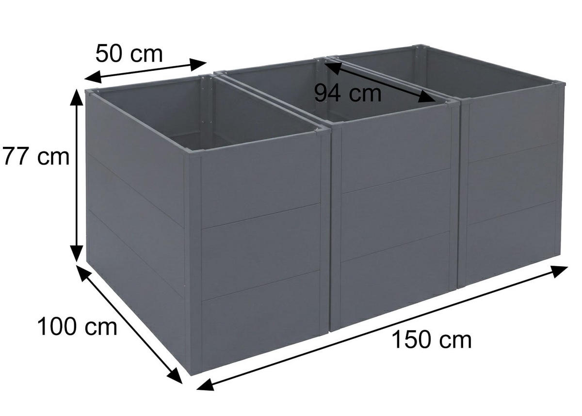 HOCHBEET 3ER-SET Grün 3er-Set-Set - Grün, Metall (150/77/100cm) - MCW