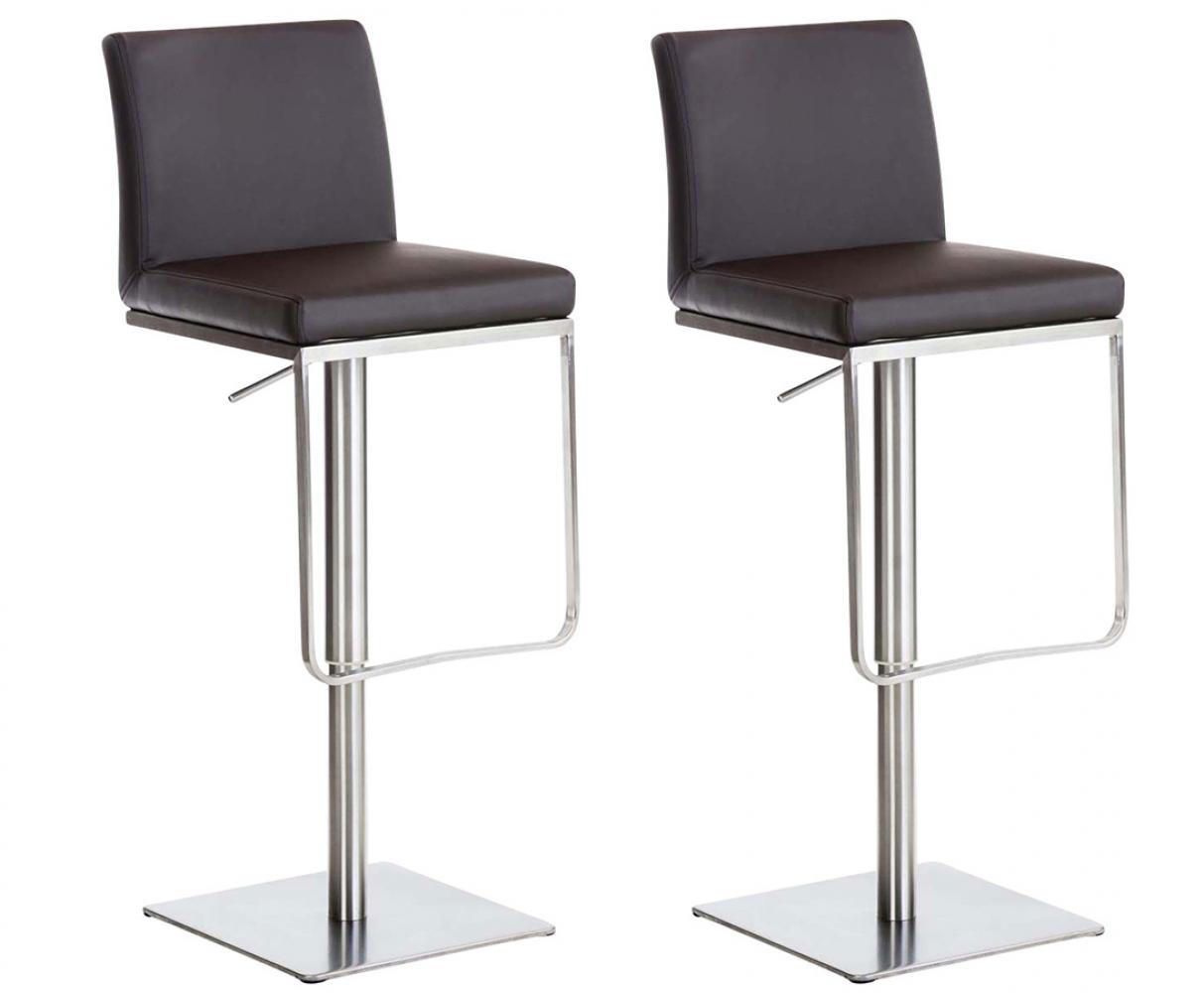 BARHOCKER 2er Set Lederlook Braun - Edelstahlfarben/Braun, Textil/Metall (42/86/44cm) - CLP