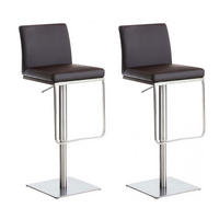 BARHOCKER 2er Set Lederlook Braun - Edelstahlfarben/Braun, Textil/Metall (42/86/44cm) - CLP