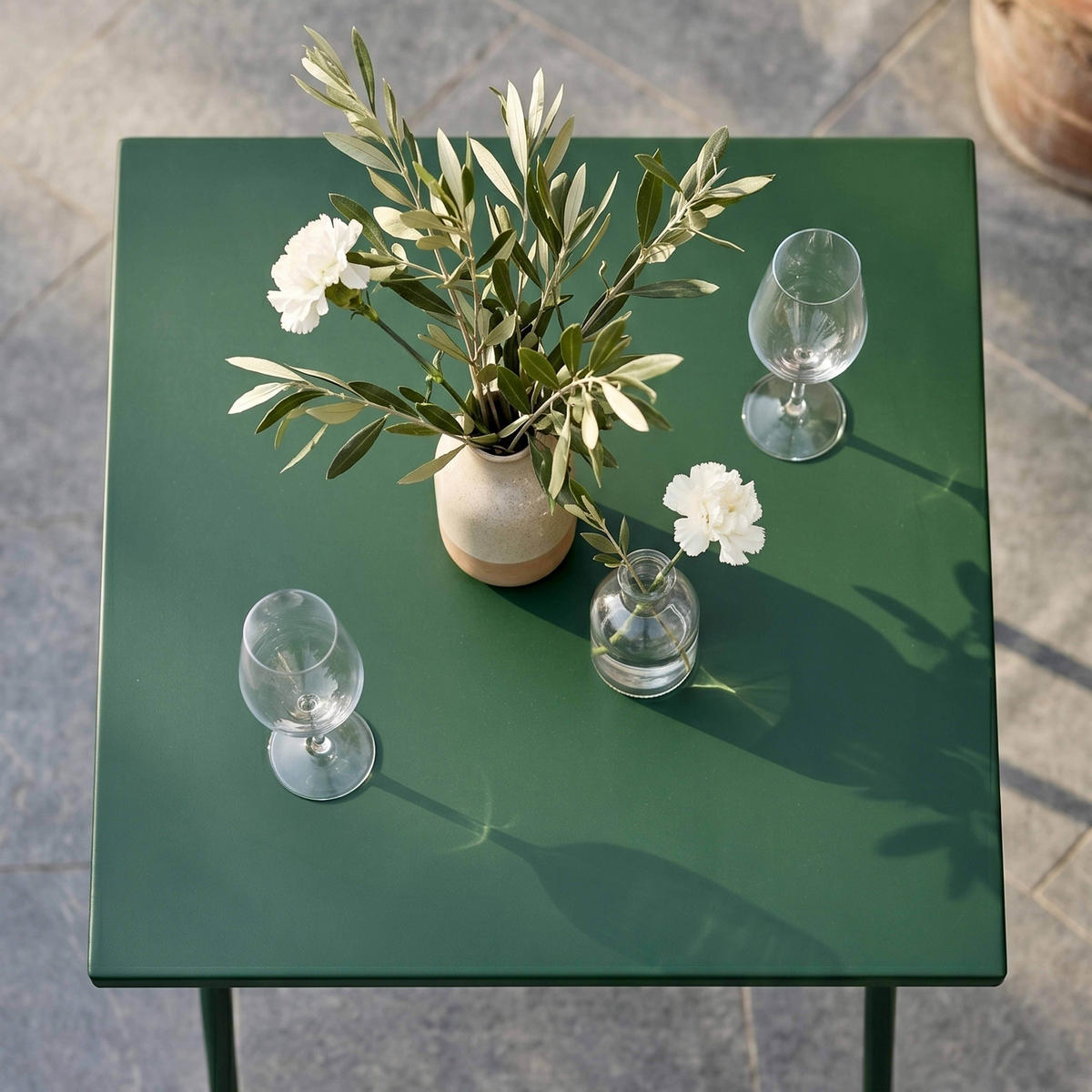 GARTENTISCH, Waldgrün - Dunkelgrün, Metall (70/70/72cm) - Oviala