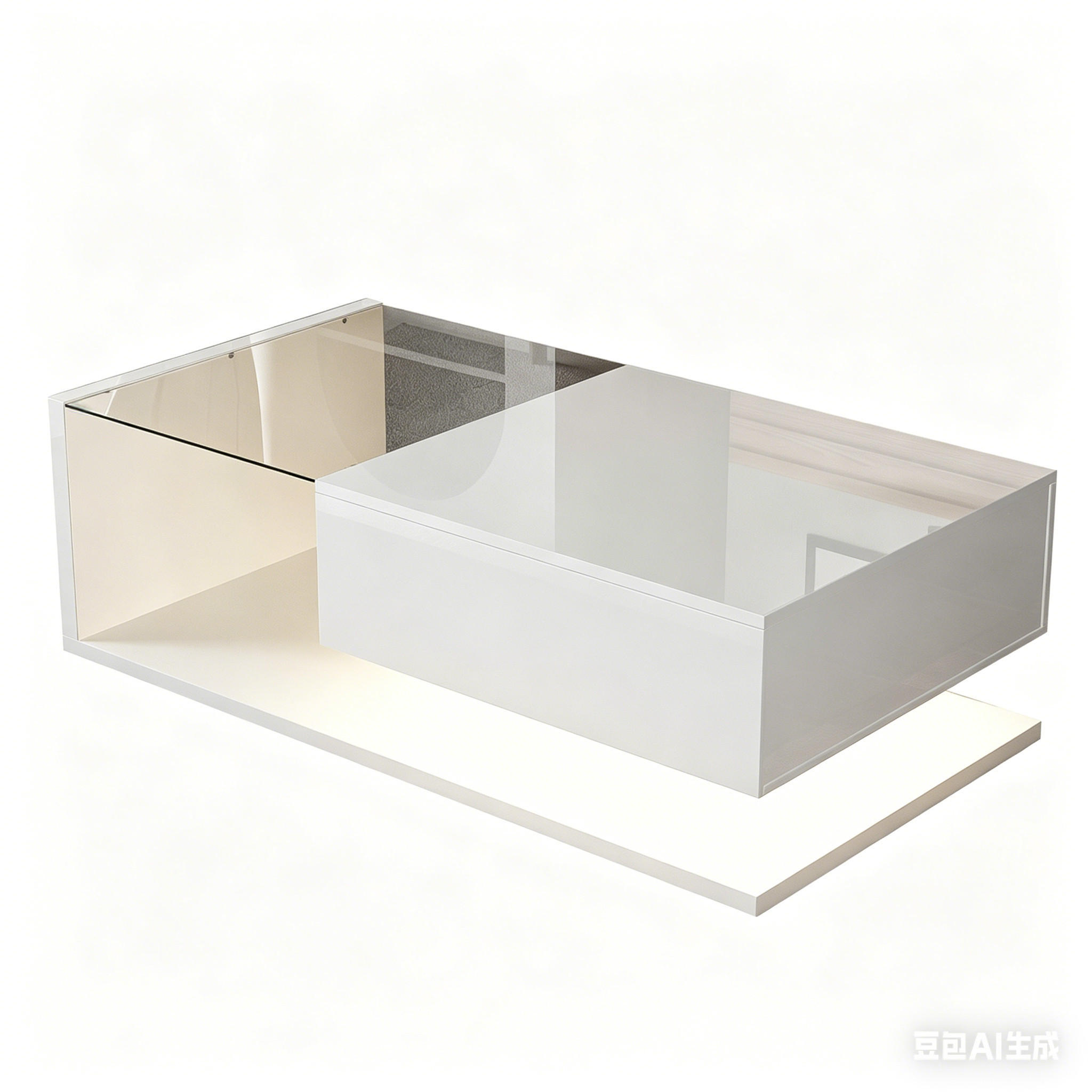 COUCHTISCH Weiß Hochglanz 105x55x32 cm, Glasplatte, Ablagefach, Modern - Weiß, Holz (55/105/32cm) - PARAFTA HOME