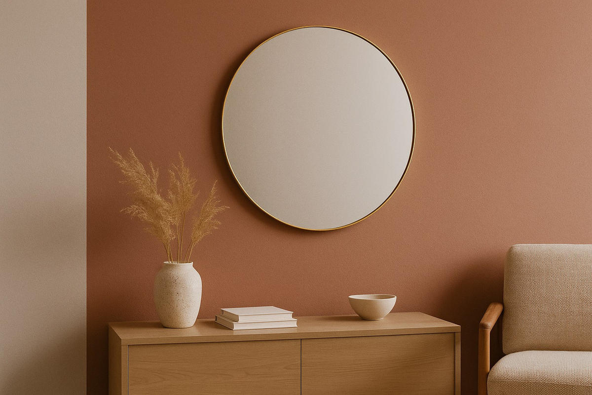 SPIEGEL Metallrahmen Noor Ø 80 cm - Goldfarben, Metall (80/80/3cm) - STILOVO