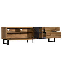 TV-SCHRANK mit 2 Schubladen 180 x 38 x 50 cm MDF Eiche Anthrazit - Schwarz, Holzwerkstoff (45.5/35/180cm) - Beauniv