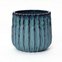 BLAUER Keramik-Blumentopf, Durchmesser 21 cm, Höhe 21,5 cm - Blau, Keramik (21cm) - Hometopia