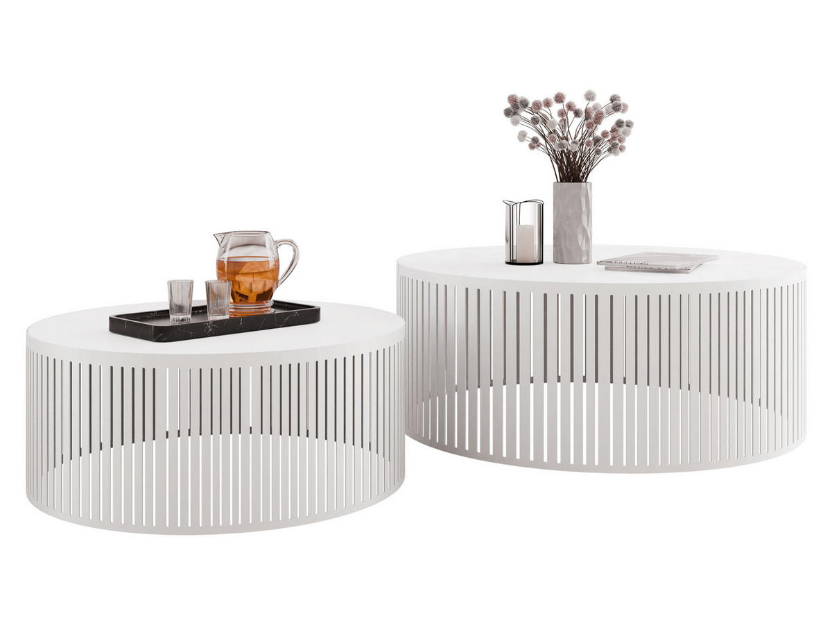 COUCHTISCH-SET Velede - Weiß, Holzwerkstoff/Metall (75/75/30cm) - MIRJAN24
