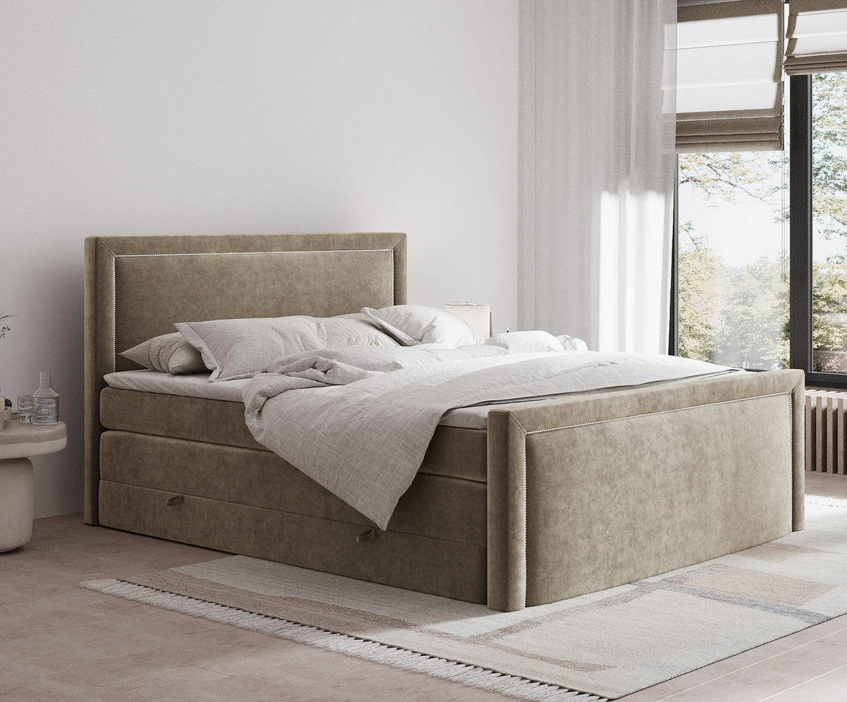 BOXSPRINGBETT Lavenda Braun 160/200 cm - Schwarz/Braun, Holz/Holzwerkstoff (160/200cm) - Maison de Reve