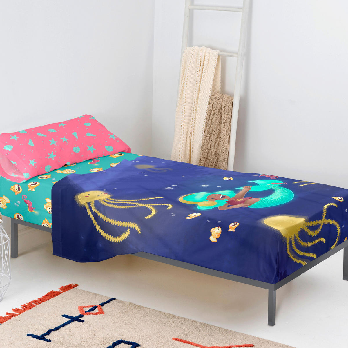 BETTWÄSCHE 2er-Set teiliges happy mermaid 180x270 cm mehrfarbig - Multicolor, Textil (180/270cm) - Happy Friday