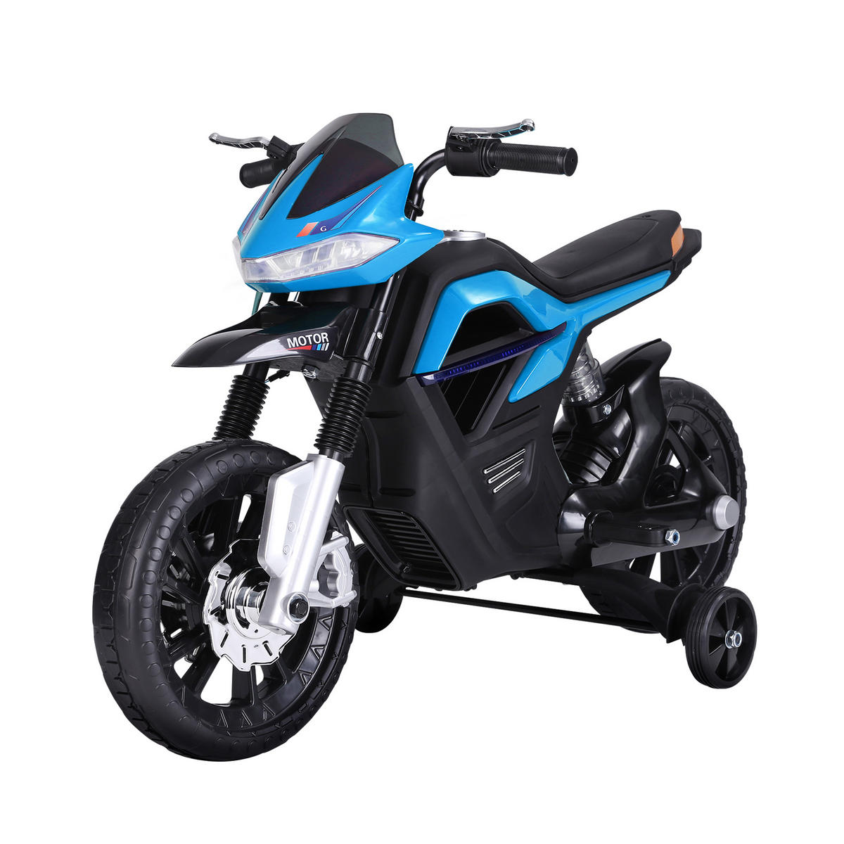 ELEKTRO-MOTORRAD DE-12990 mit Stützrädern Blau - Blau, Kunststoff (105/52/62cm) - ComfortXL