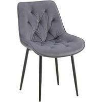 STUHL Samt dunkelgrau - Dunkelgrau/Schwarz, Textil/Metall (52/84/59cm) - CLP