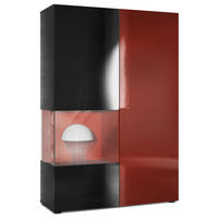 VITRINE Morena Tür und Einsatz in Bordeaux Hochglanz - Bordeaux, Holzwerkstoff (91.5/136.5/37cm) - Vladon