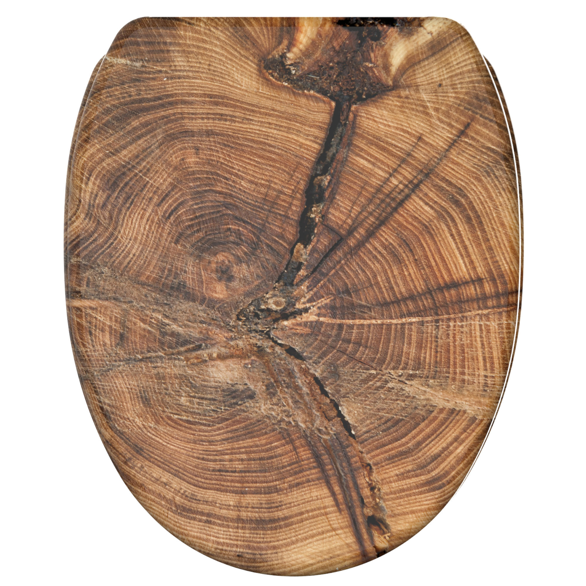 WC-SITZ mit Absenkautomatik & Top Fix Old Tree - Braun, Holzwerkstoff (37.7/5.5/48cm) - Sanilo
