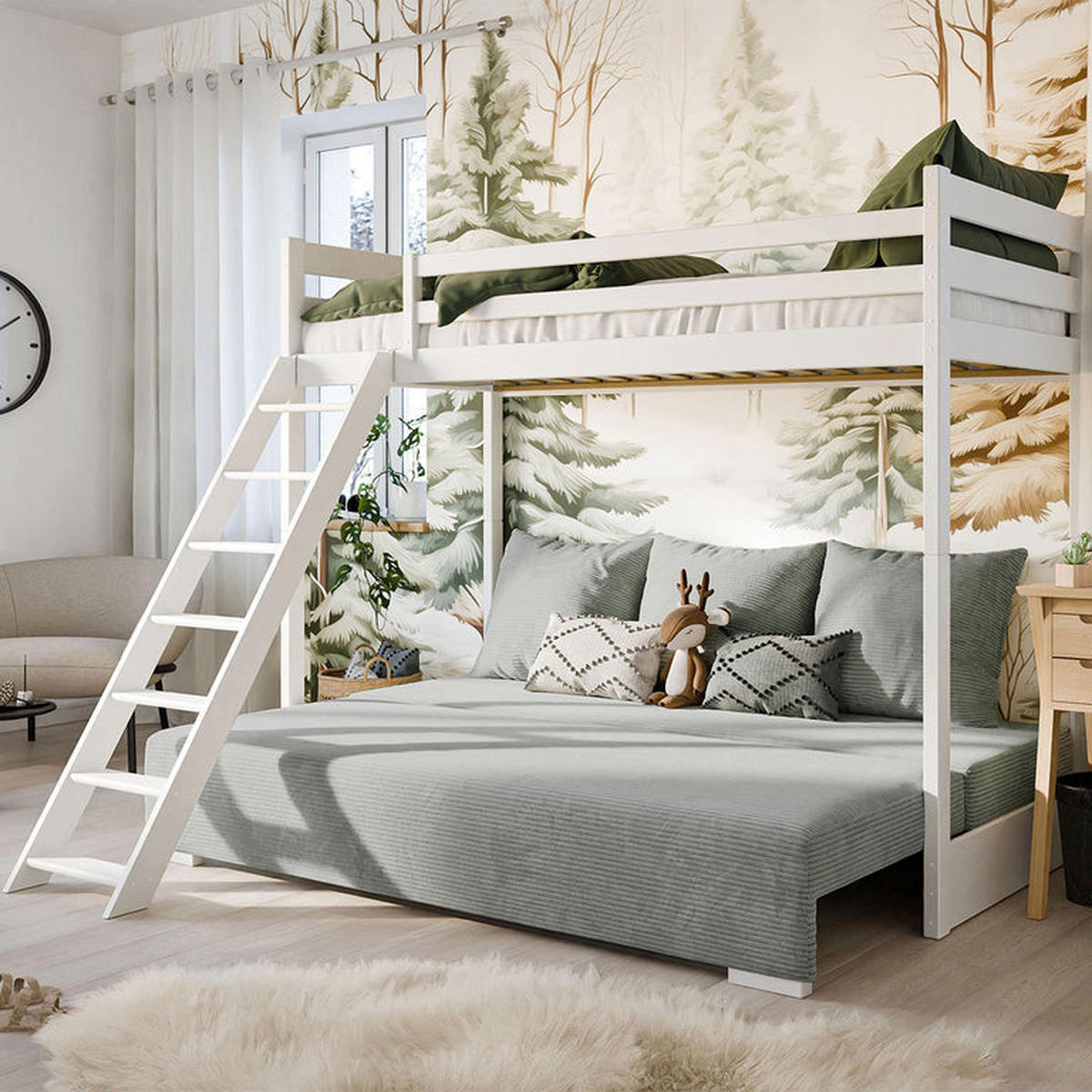 HOCHBETT 90/200 Orlane Weiß und grau - Weiß, Holz (90/200cm) - Petits-meubles