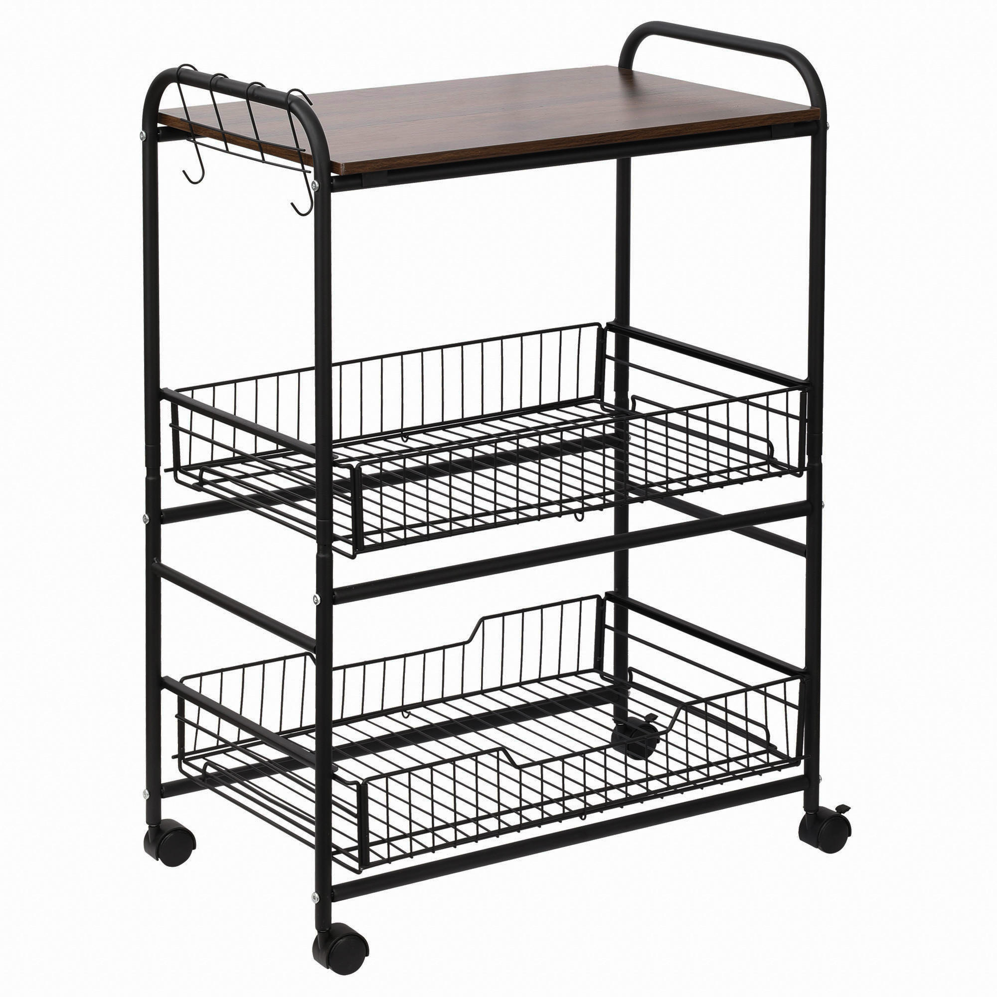 KÜCHENWAGEN, Industriestil-Wagen mit 4 Rollen, 60 x 38 x 85,5 cm, Braun Schwarz - Multicolor, Metall (60/85.5/38cm) - FORIOUS