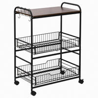 KÜCHENWAGEN, Industriestil-Wagen mit 4 Rollen, 60 x 38 x 85,5 cm, Braun Schwarz - Multicolor, Metall (60/85.5/38cm) - FORIOUS