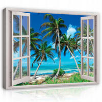 BILDER auf Leinwand Strand Meer Palmen Modern 100x70 - Multicolor, Holzwerkstoff (100/70cm) - Wallarena