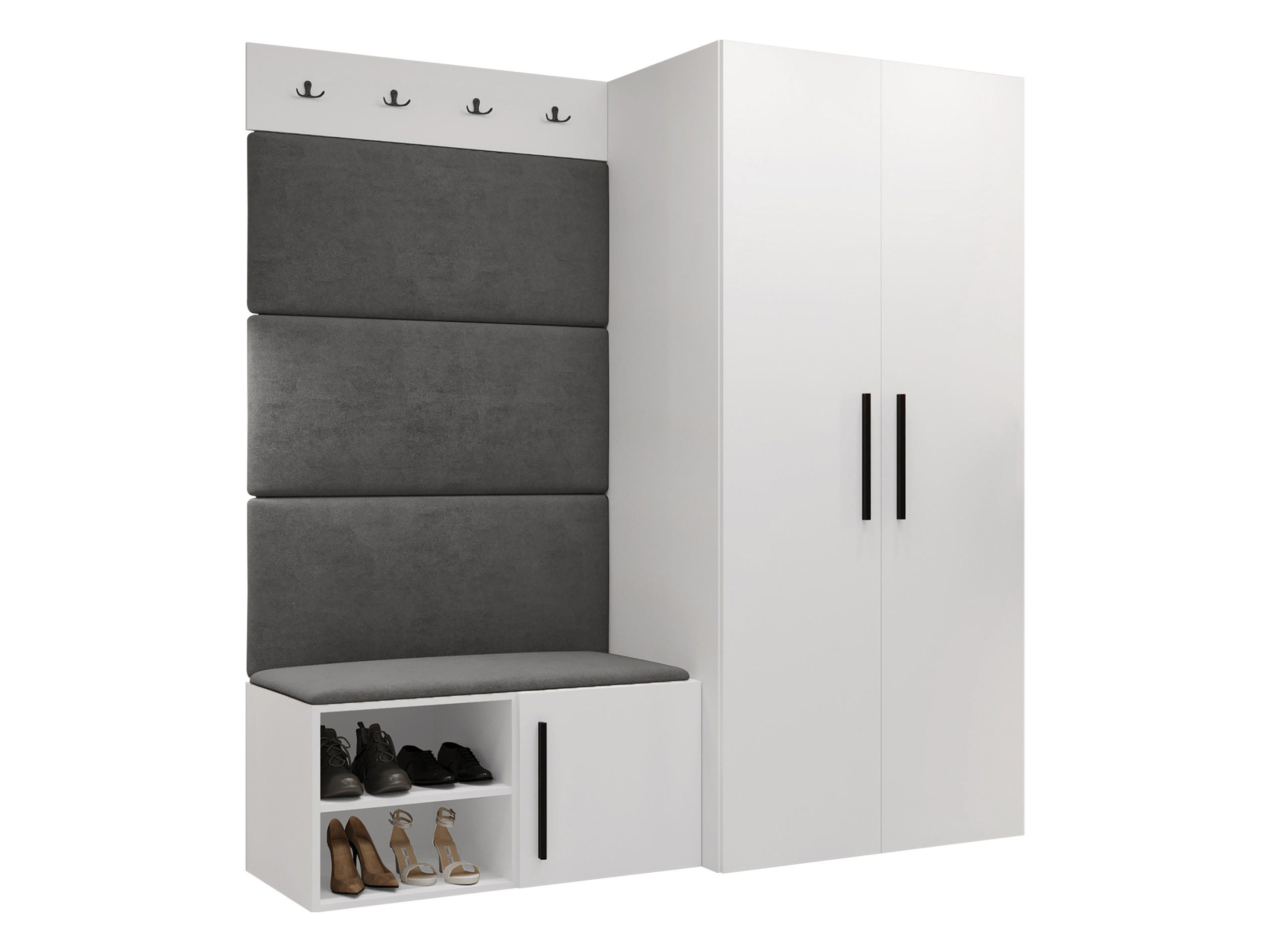 GARDEROBEN-SET Medi I - Schwarz/Weiß, Holzwerkstoff/Kunststoff (80/191/50cm) - MIRJAN24