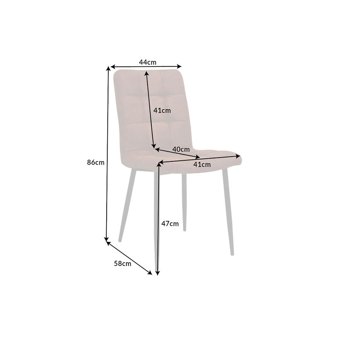 STUHL MODENA Microfaser Braun 85 cm - Schwarz/Braun, Textil/Metall (44/86/58cm) - riess-ambiente