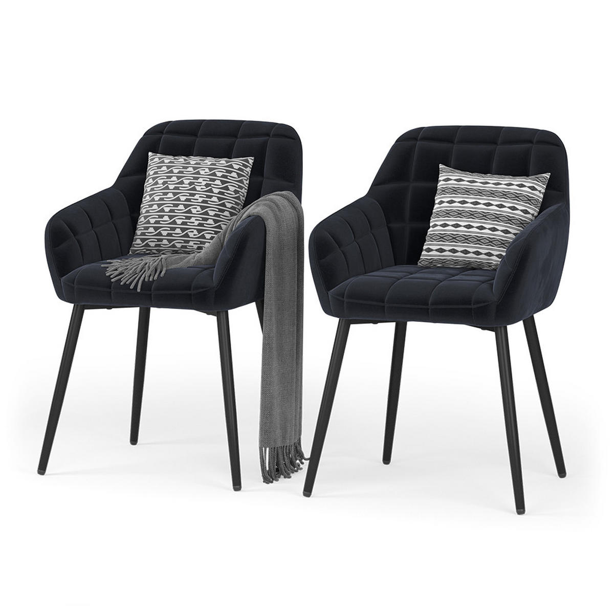 ŽIDLE JÍDELNY Relio Černá 53.5 x 55.5 cm Sada 2 kusů - černá, textil (53.5/79/55.5cm) - Vicco